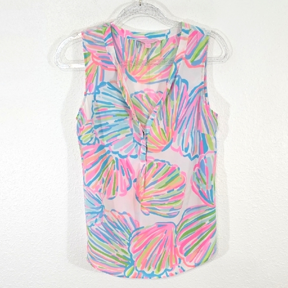 Lilly Pulitzer Essie Tank Pastels Shells Lightweight Sleeveless Beachy, size M - Picture 1 of 5